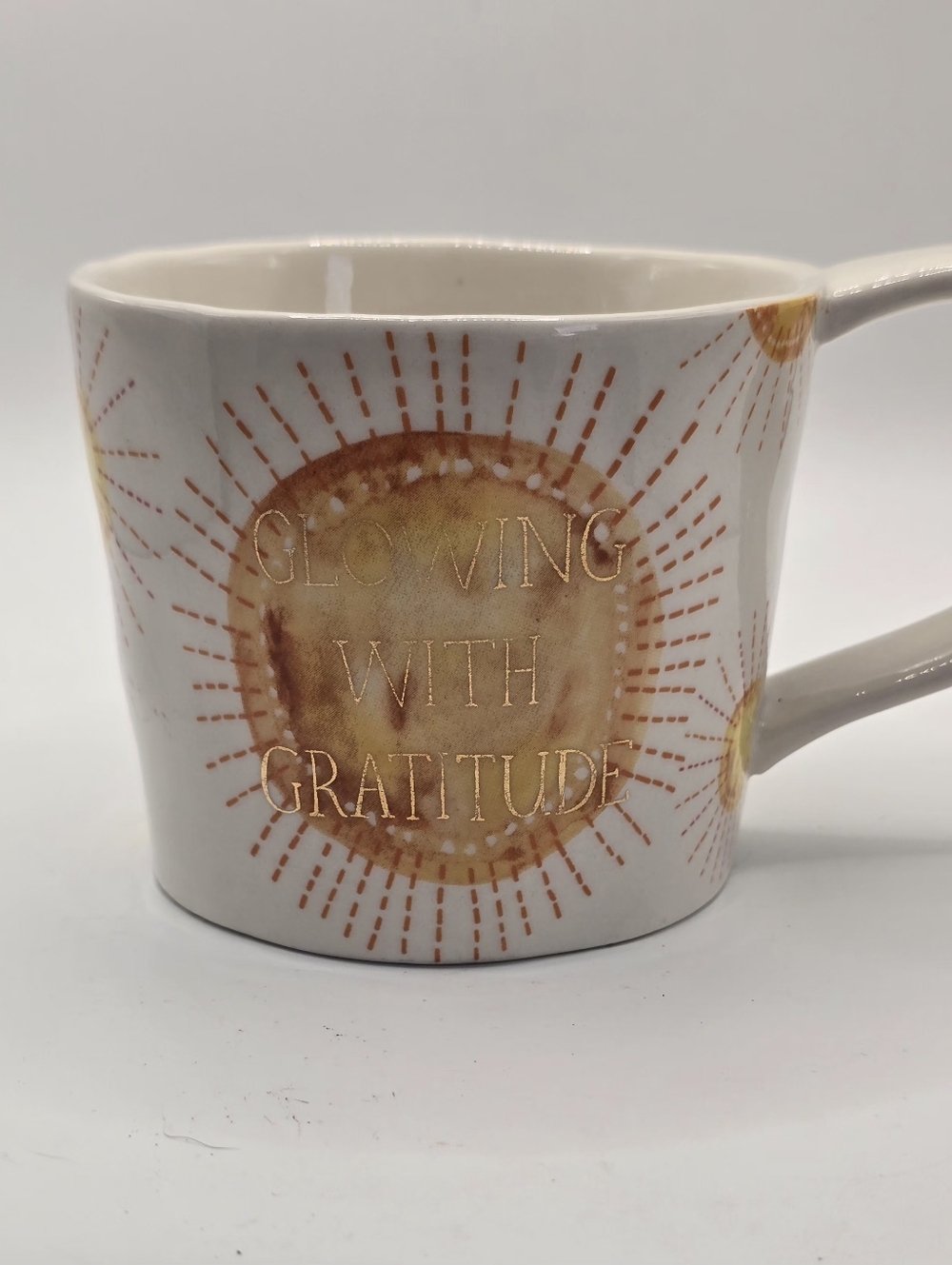 Anthropologie " Glowing with Gratitude" Coffee Tea Mug Sun large